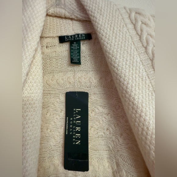 Ralph Lauren Cream Cable Knit Open Front Cardigan Wool Blend Plus Size NWT 1X - Picture 2 of 4